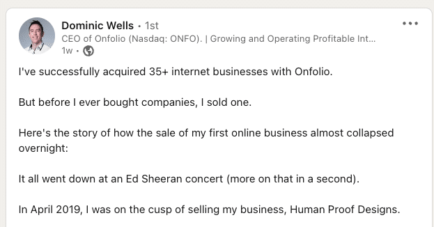 Screenshot of a LinkedIn post