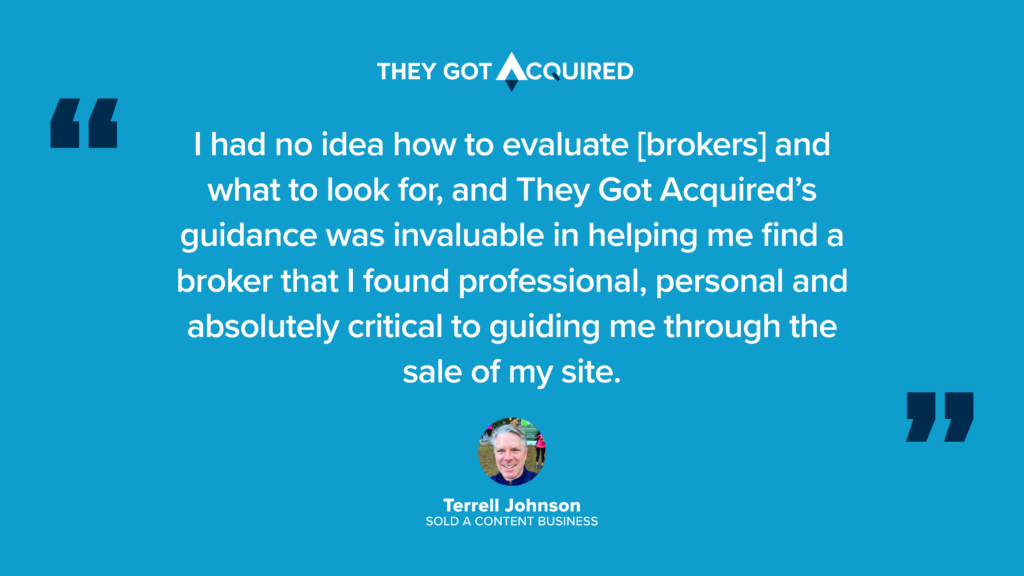 Testimonial from a founder who sold